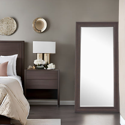 Specchio alto, specchio a figura intera, specchio di grandi dimensioni, cornice liscia in finto legno, specchio rettangolare da parete