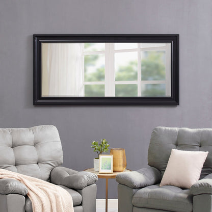 Specchio alto, specchio a figura intera, specchio di grandi dimensioni, cornice liscia in finto legno, specchio rettangolare da parete