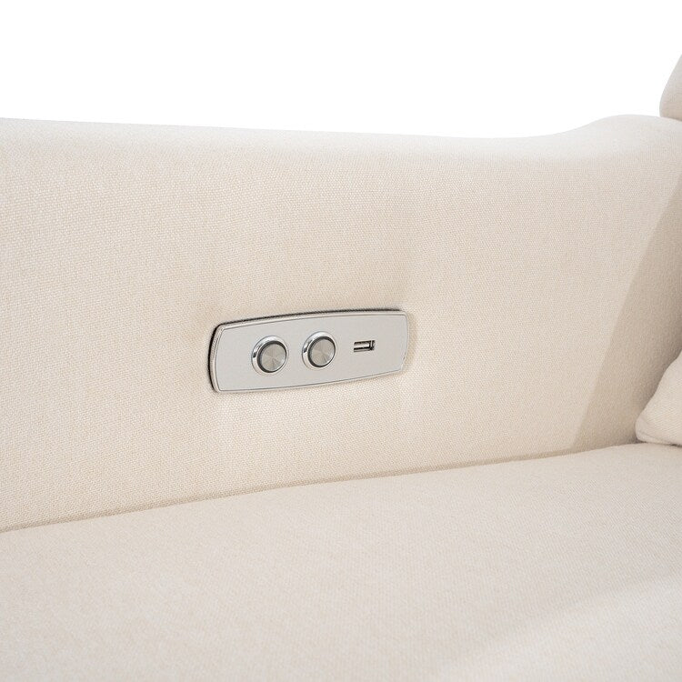 Poltrona reclinabile Tanya Luxury Power Motion con meccanismo girevole, poltrona reclinabile imbottita per soggiorno con supporto lombare