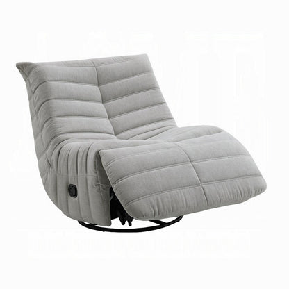 Poltrona reclinabile manuale girevole Taon Swivel Glider, ciniglia grigio chiaro trapuntata