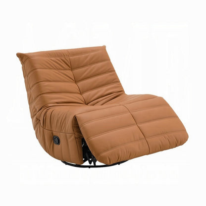 Poltrona reclinabile manuale girevole Taon Swivel Glider, ciniglia arancione trapuntata