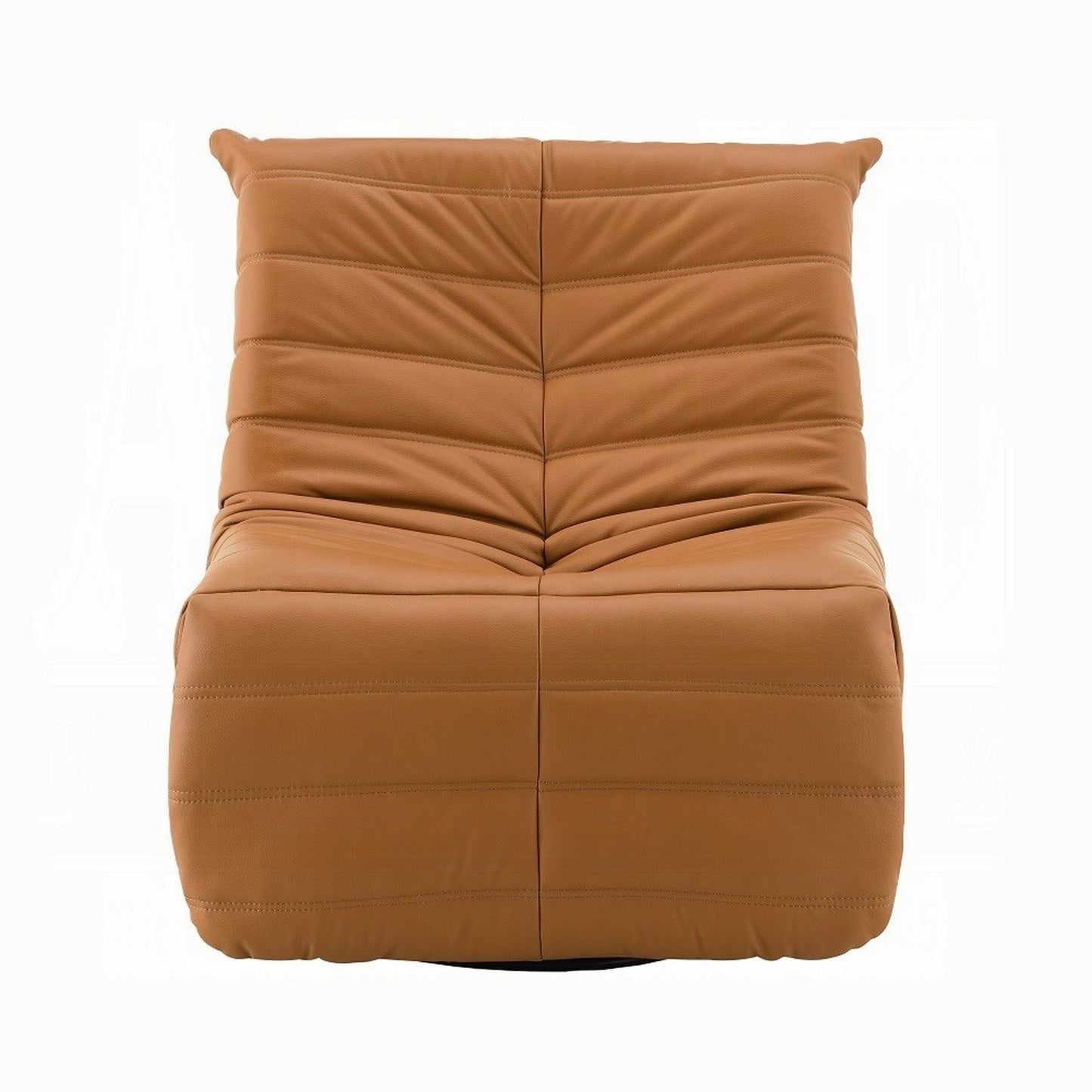 Poltrona reclinabile manuale girevole Taon Swivel Glider, ciniglia arancione trapuntata