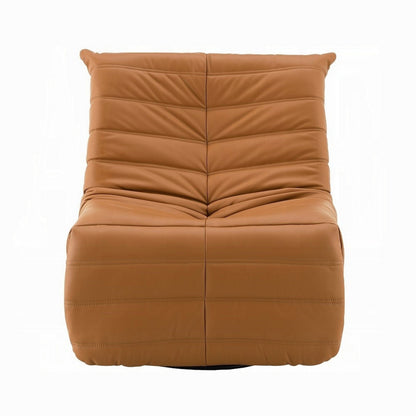 Poltrona reclinabile manuale girevole Taon Swivel Glider, ciniglia arancione trapuntata