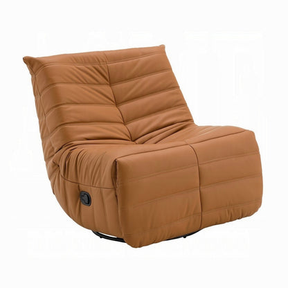 Poltrona reclinabile manuale girevole Taon Swivel Glider, ciniglia arancione trapuntata
