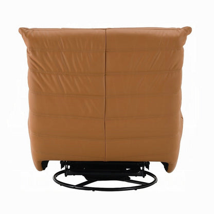 Poltrona reclinabile manuale girevole Taon Swivel Glider, ciniglia arancione trapuntata