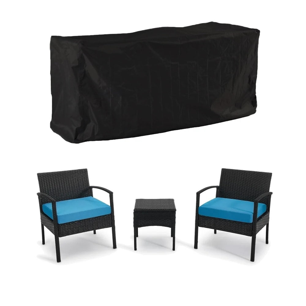 Set di mobili da esterno per patio, 3 pezzi, set di sedie da conversazione in rattan con tavolino laterale e cuscini