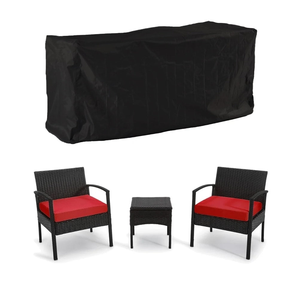 Set di mobili da esterno per patio, 3 pezzi, set di sedie da conversazione in rattan con tavolino laterale e cuscini