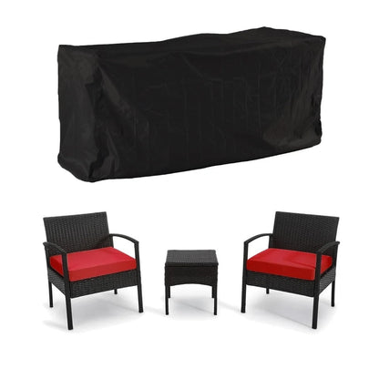 Set di mobili da esterno per patio, 3 pezzi, set di sedie da conversazione in rattan con tavolino laterale e cuscini