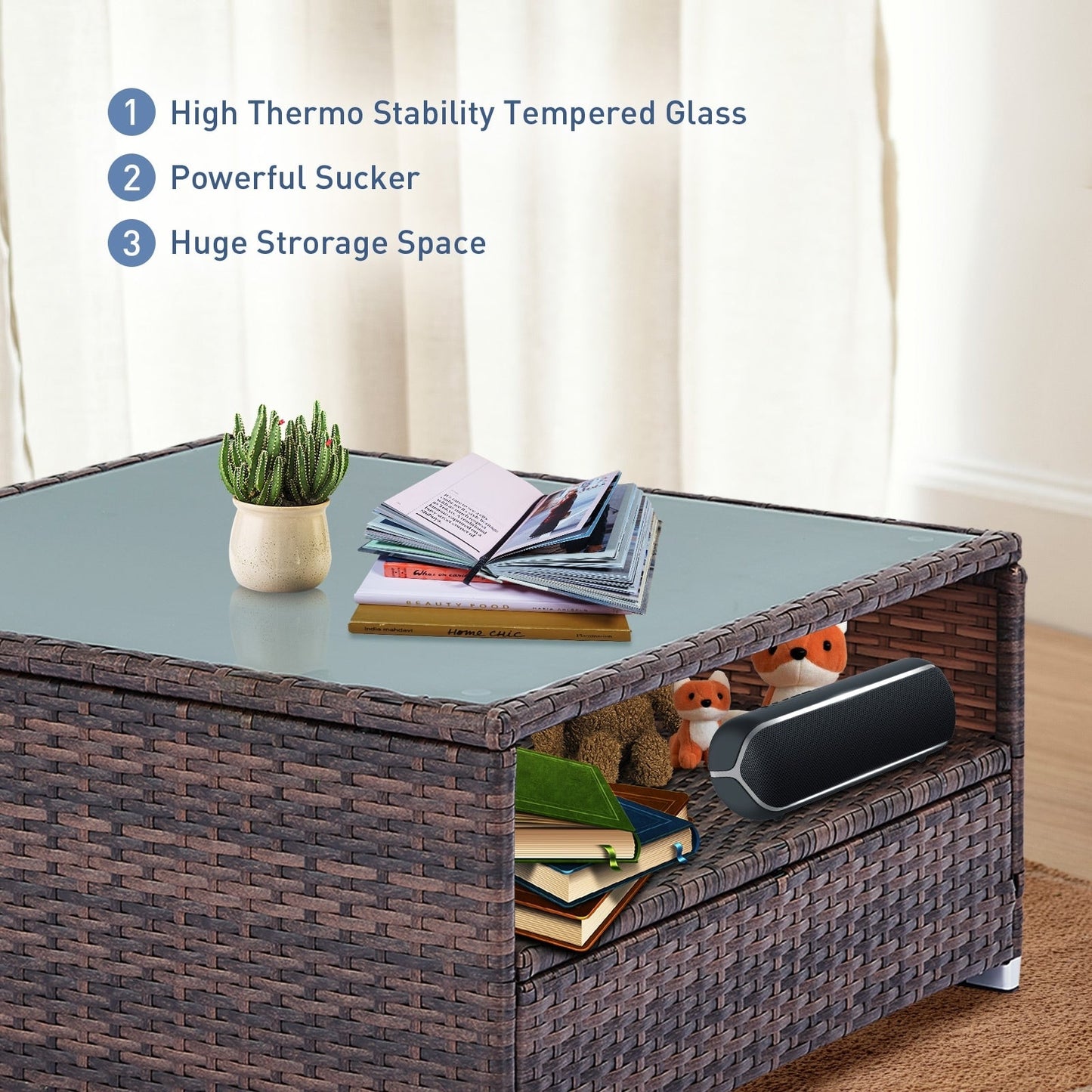 Set di divani componibili da esterno Tappio in vimini da 4 pezzi con copertura impermeabile