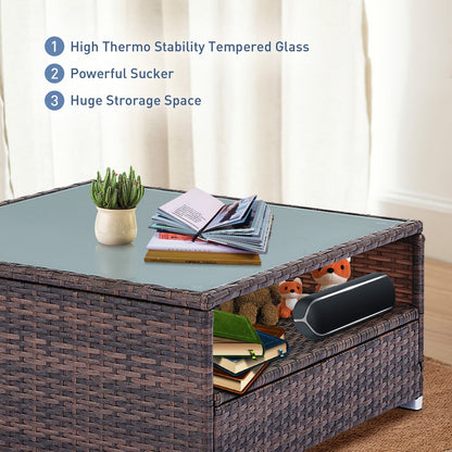 Set di divani componibili da esterno Tappio in vimini da 4 pezzi con copertura impermeabile