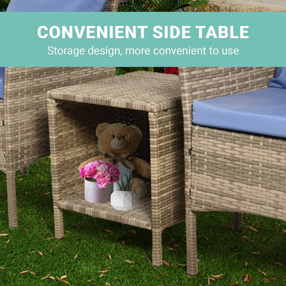 Set da bistrot per conversazione da esterno, 3 pezzi, mobili da esterno, sedie in vimini e tavolo riponibile, set di mobili da balcone per veranda