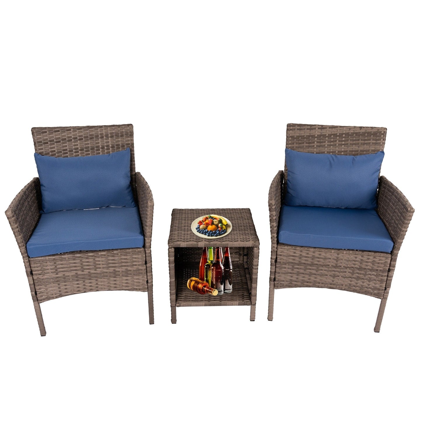 Set da bistrot per conversazione da esterno, 3 pezzi, mobili da esterno, sedie in vimini e tavolo riponibile, set di mobili da balcone per veranda