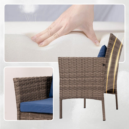 Set da bistrot per conversazione da esterno, 3 pezzi, mobili da esterno, sedie in vimini e tavolo riponibile, set di mobili da balcone per veranda