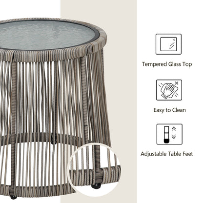 Set da bistrot da conversazione in vimini da esterno, 3 pezzi, set di sedie da giardino in rattan per tutte le stagioni con cuscini