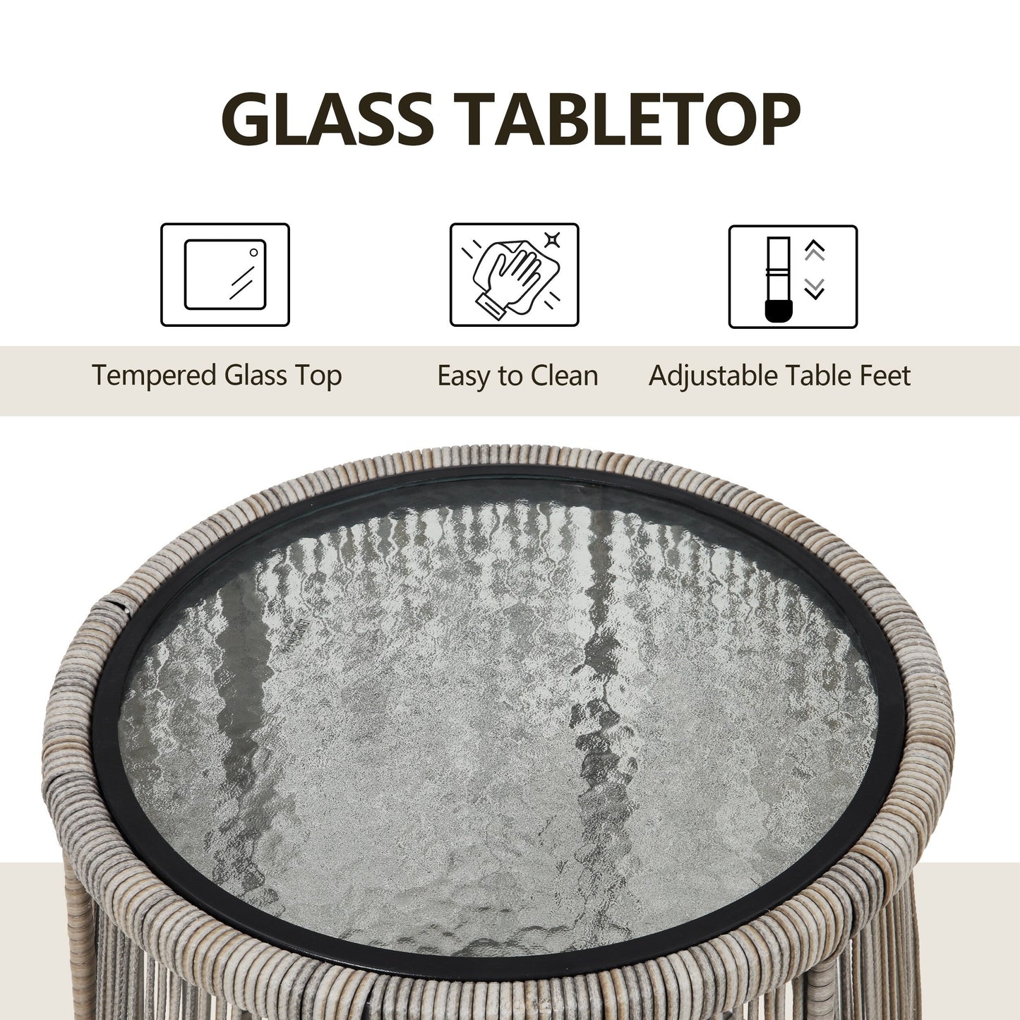 Set da bistrot da conversazione in vimini da esterno, 3 pezzi, set di sedie da giardino in rattan per tutte le stagioni con cuscini