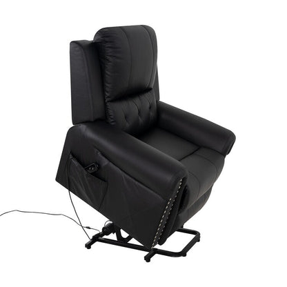 Poltrona reclinabile elettrica Air Leather Premium con poggiapiedi e telecomando