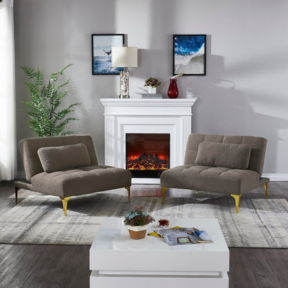 Divano letto componibile in ciniglia color tortora 80.31 con struttura in legno massello per soggiorno