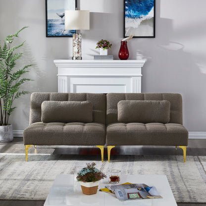 Divano letto componibile in ciniglia color tortora 80.31 con struttura in legno massello per soggiorno