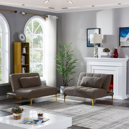 Divano letto componibile in ciniglia color tortora 80.31 con struttura in legno massello per soggiorno