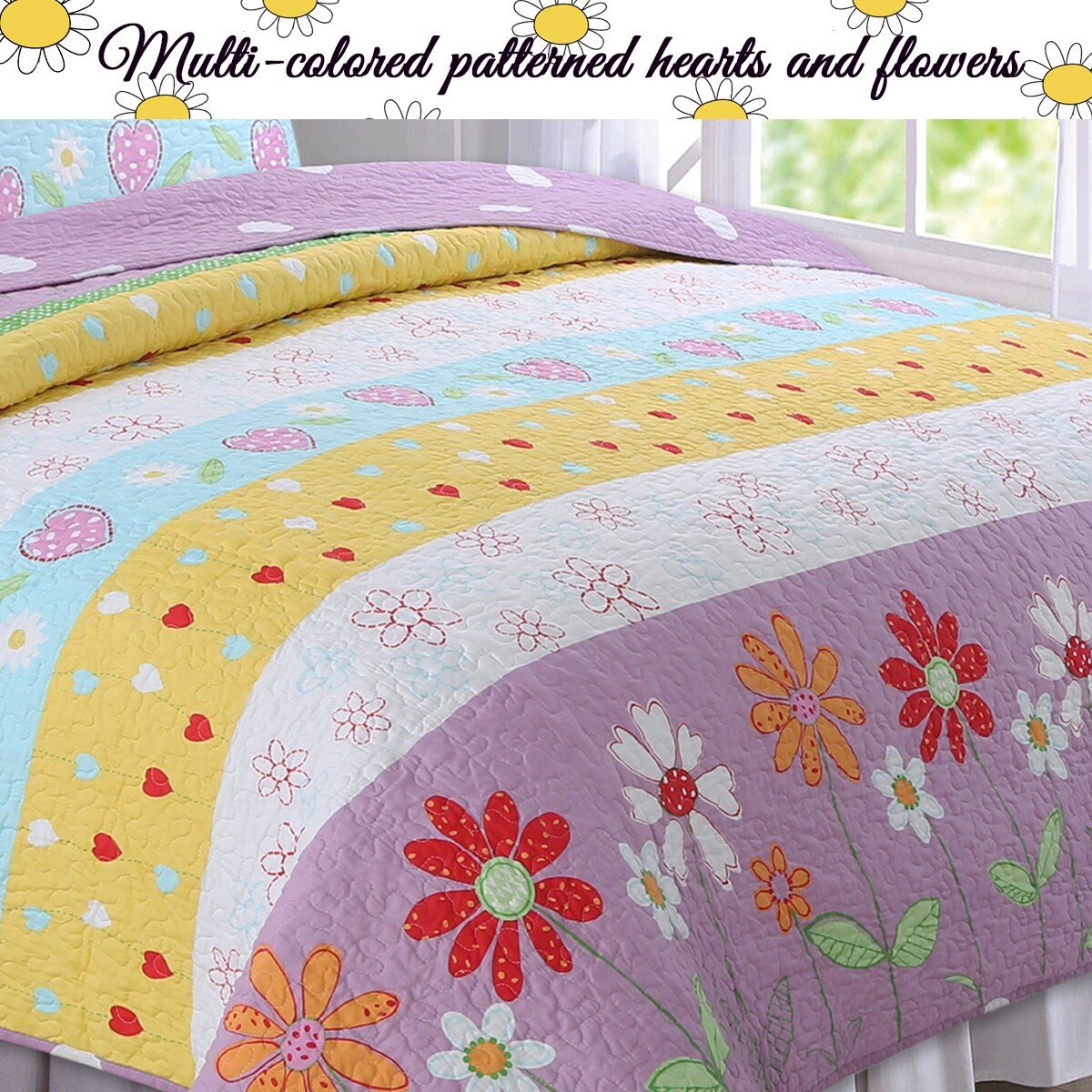 Set di biancheria da letto reversibile con trapunta a forma di cuore floreale viola/bianco Taylor &amp; Olive
