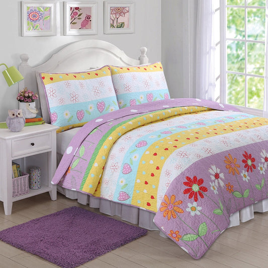 Set di biancheria da letto reversibile con trapunta a forma di cuore floreale viola/bianco Taylor &amp; Olive