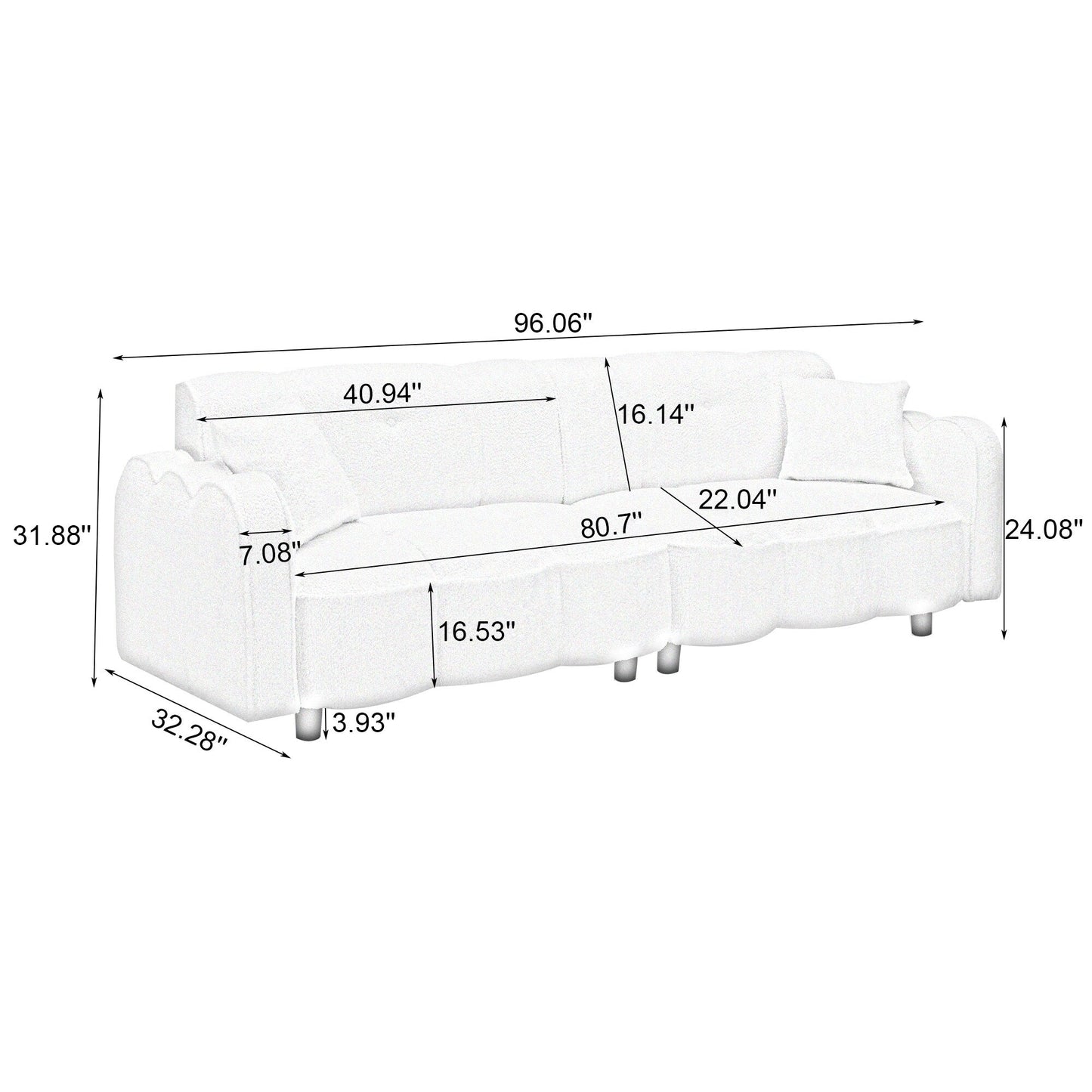 Divano Teddy Plush Cloud a 3 posti