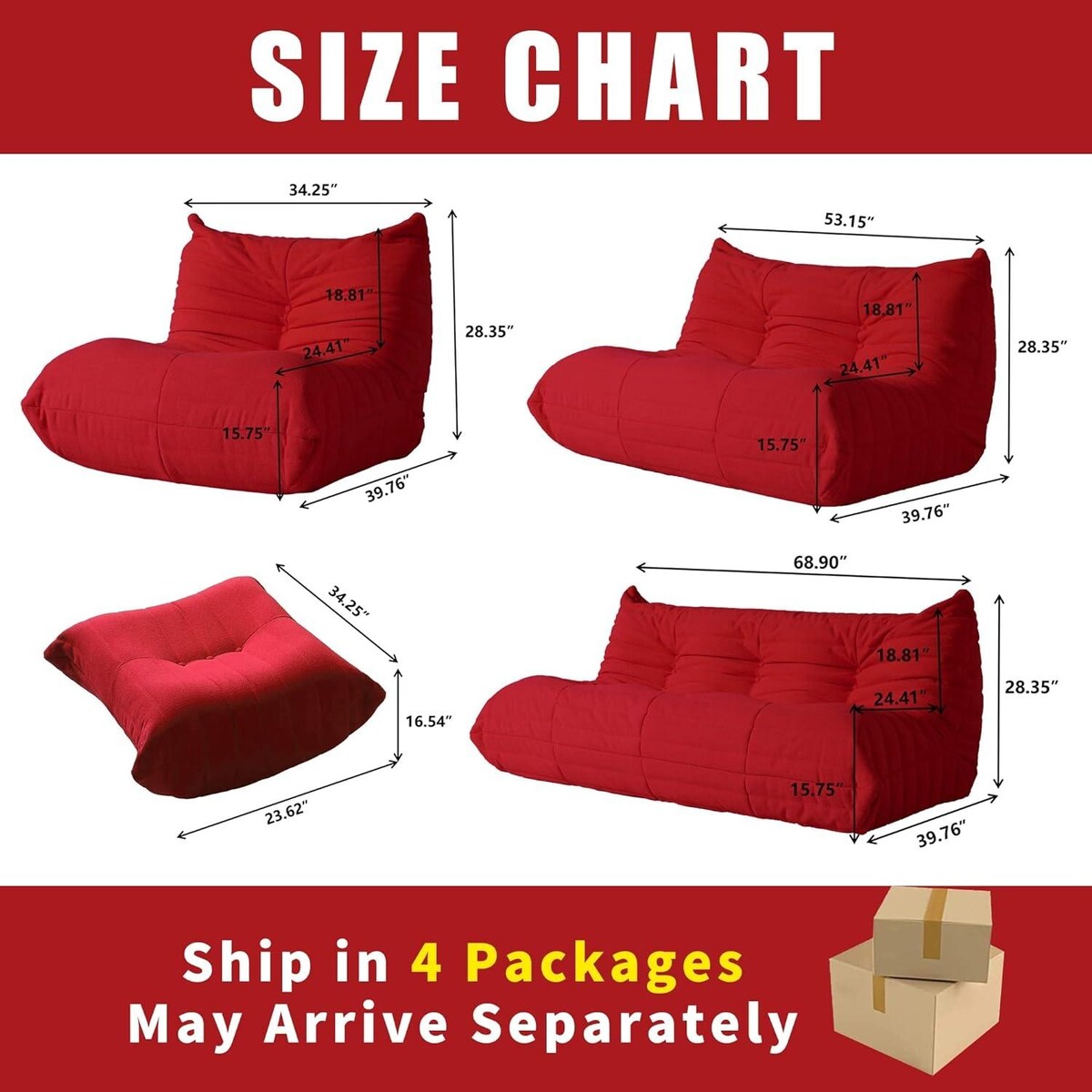 Set di divani a sacco in velluto Teddy