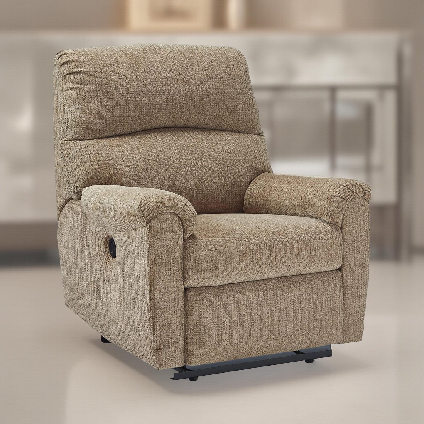 Poltrona reclinabile elettrica Teer, ciniglia marrone moka, imbottitura extra morbida