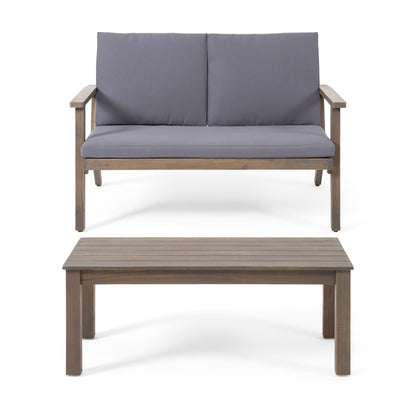 Set di divani e tavolini da esterno in legno di acacia Temecula con cuscini di Christopher Knight Home