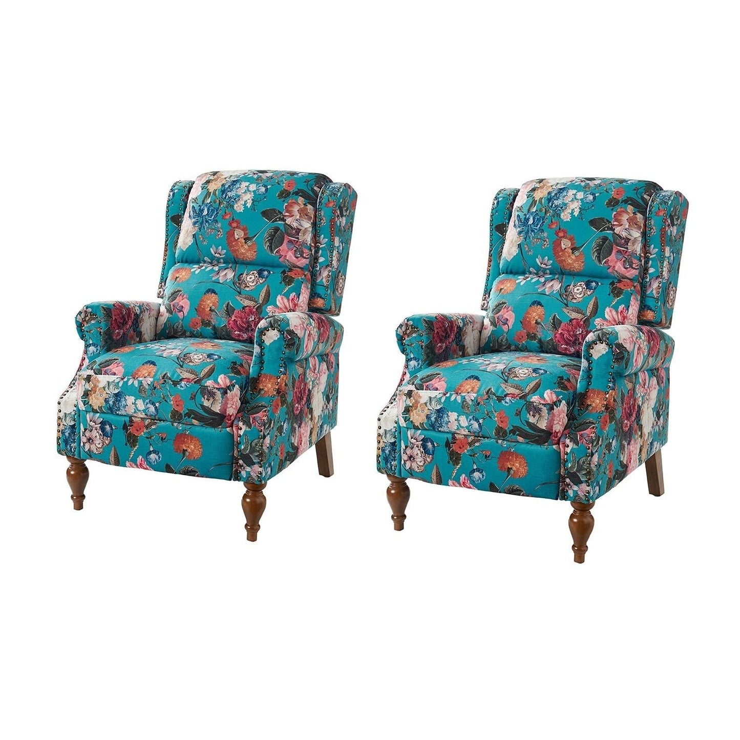 Poltrona reclinabile manuale Terri Classic Cutaway Arms con borchie per soggiorno, set da 2 di HULALA HOME