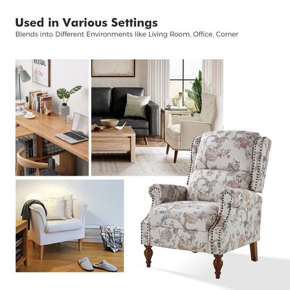 Poltrona reclinabile manuale Terri Classic Cutaway Arms con borchie per soggiorno, set da 2 di HULALA HOME