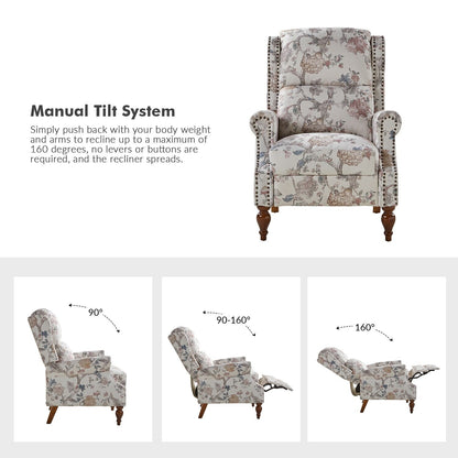 Poltrona reclinabile manuale Terri Classic Cutaway Arms con borchie per soggiorno, set da 2 di HULALA HOME