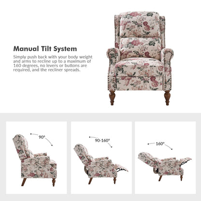 Poltrona reclinabile manuale Terri Classic Cutaway Arms con borchie per soggiorno, set da 2 di HULALA HOME