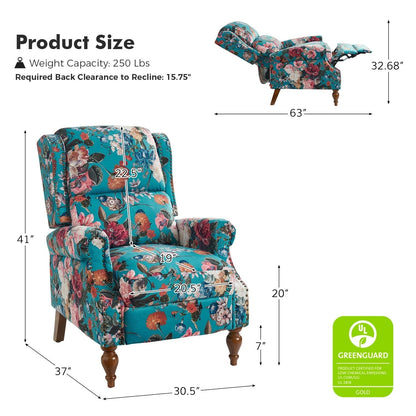 Poltrona reclinabile manuale Terri Classic Cutaway Arms con borchie per soggiorno, set da 2 di HULALA HOME