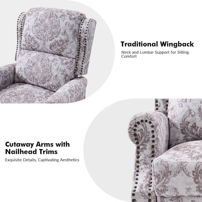 Poltrona reclinabile manuale Terri Classic Cutaway Arms con borchie per soggiorno, set da 2 di HULALA HOME