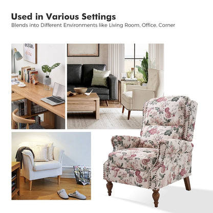 Poltrona reclinabile manuale Terri Classic Cutaway Arms con borchie per soggiorno di HULALA HOME