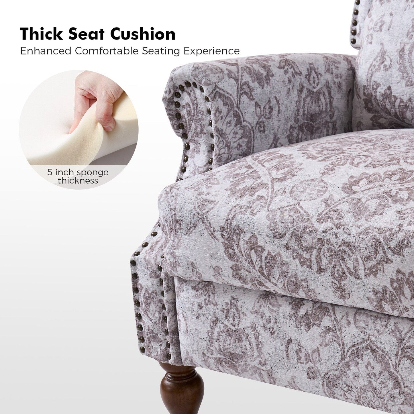 Poltrona reclinabile manuale Terri Classic Cutaway Arms con borchie per soggiorno di HULALA HOME