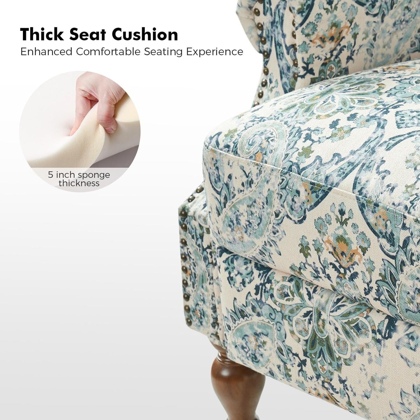 Poltrona reclinabile manuale Terri Classic Cutaway Arms con borchie per soggiorno di HULALA HOME