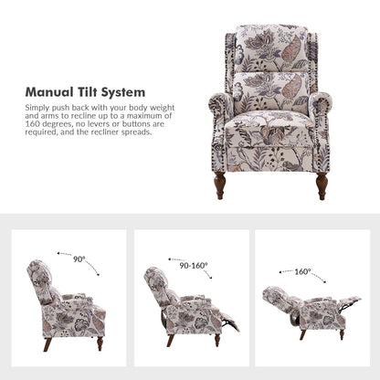 Poltrona reclinabile manuale Terri Classic Cutaway Arms con borchie per soggiorno di HULALA HOME