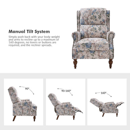 Poltrona reclinabile manuale Terri Classic Cutaway Arms con borchie per soggiorno di HULALA HOME