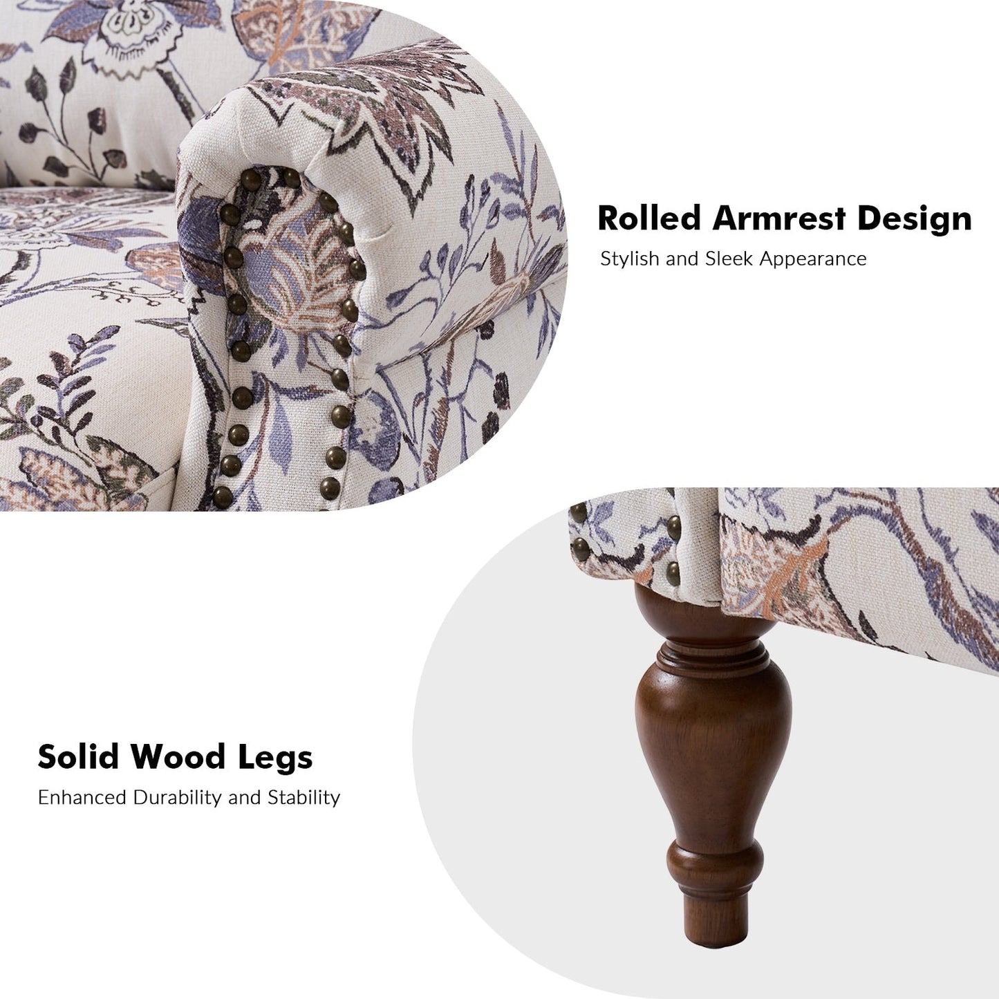 Poltrona reclinabile manuale Terri Classic Cutaway Arms con borchie per soggiorno di HULALA HOME