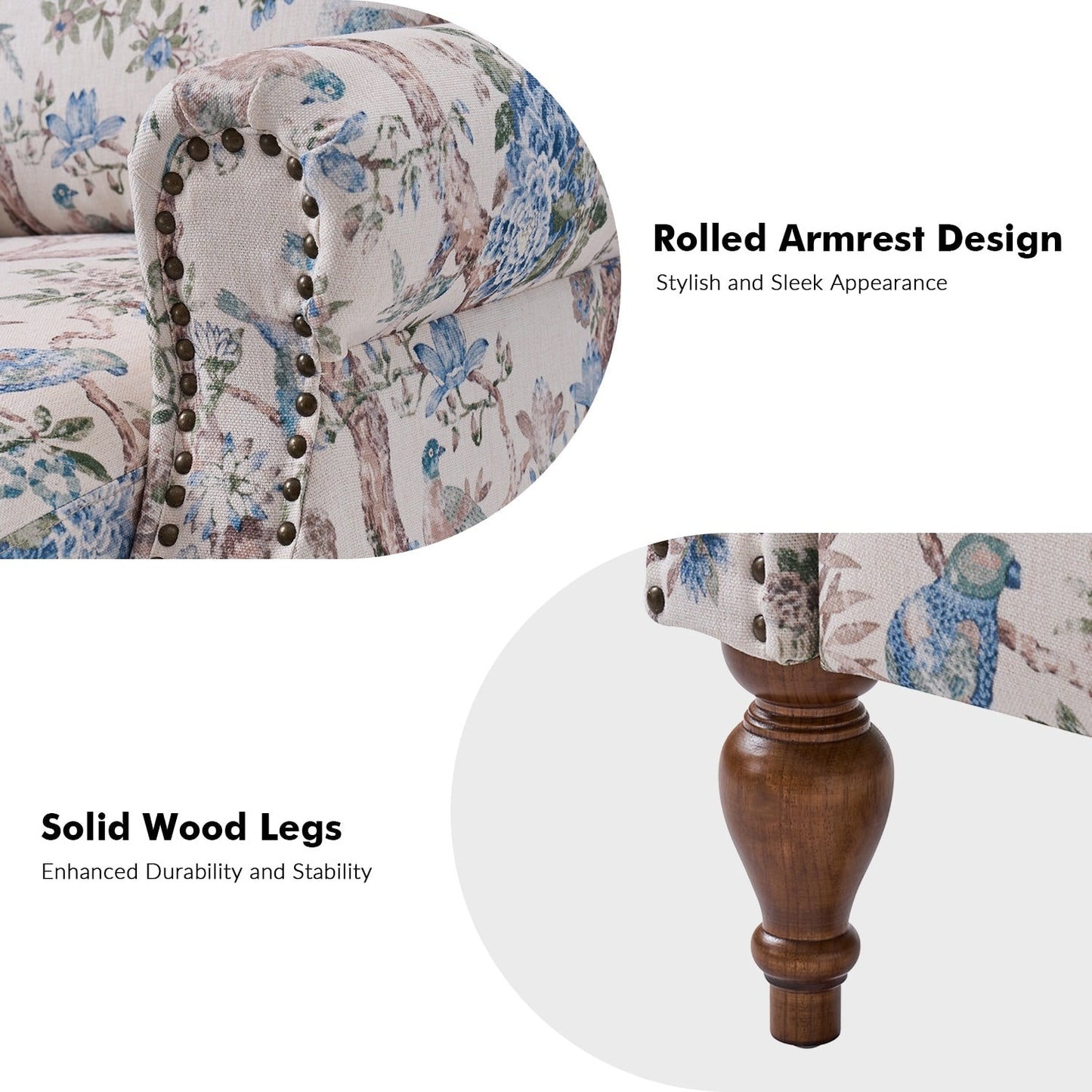 Poltrona reclinabile manuale Terri Classic Cutaway Arms con borchie per soggiorno di HULALA HOME