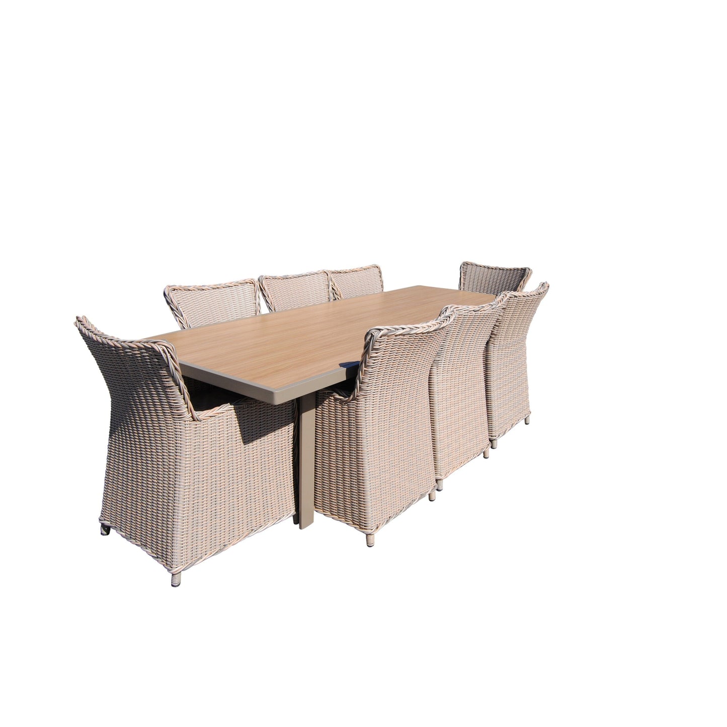 Set da pranzo Teva Furniture Hawaii PE Wicker 3 toni grigio/bianco sporco/beige con cuscino