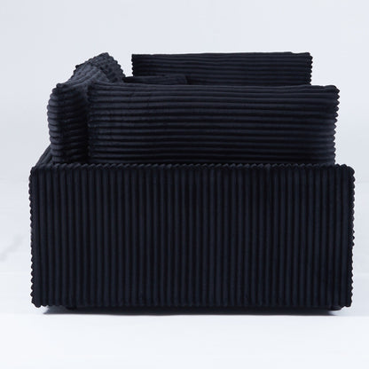 Divano in velluto a coste da 112 pollici, con due cuscini e quattro schienali