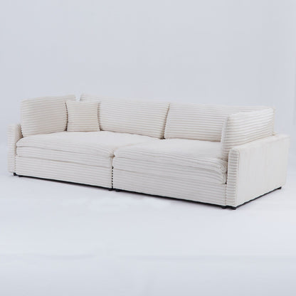 Divano in velluto a coste da 112 pollici, con due cuscini e quattro schienali