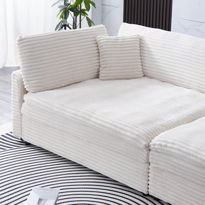 Divano in velluto a coste da 112 pollici, con due cuscini e quattro schienali