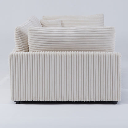 Divano in velluto a coste da 112 pollici, con due cuscini e quattro schienali