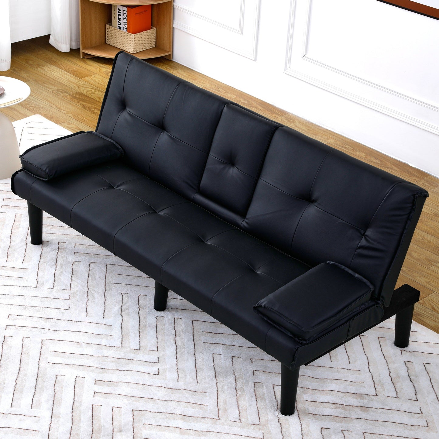 Divano letto multifunzionale in PVC da 67 pollici, con design pieghevole e portabicchieri