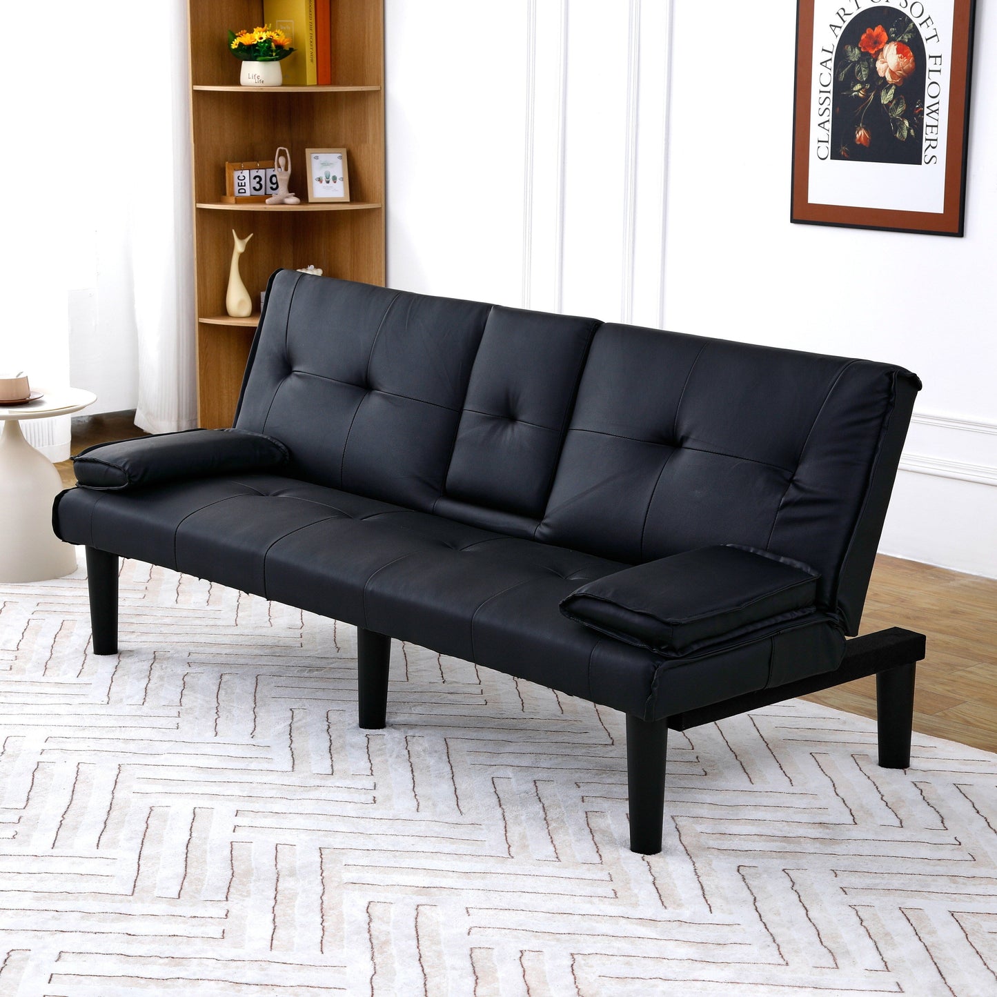 Divano letto multifunzionale in PVC da 67 pollici, con design pieghevole e portabicchieri