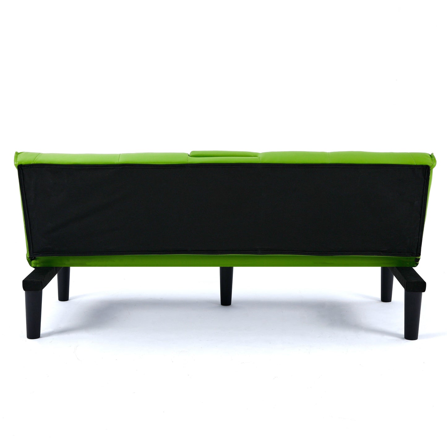 Divano letto multifunzionale in PVC nero da 67 pollici con design pieghevole e portabicchieri